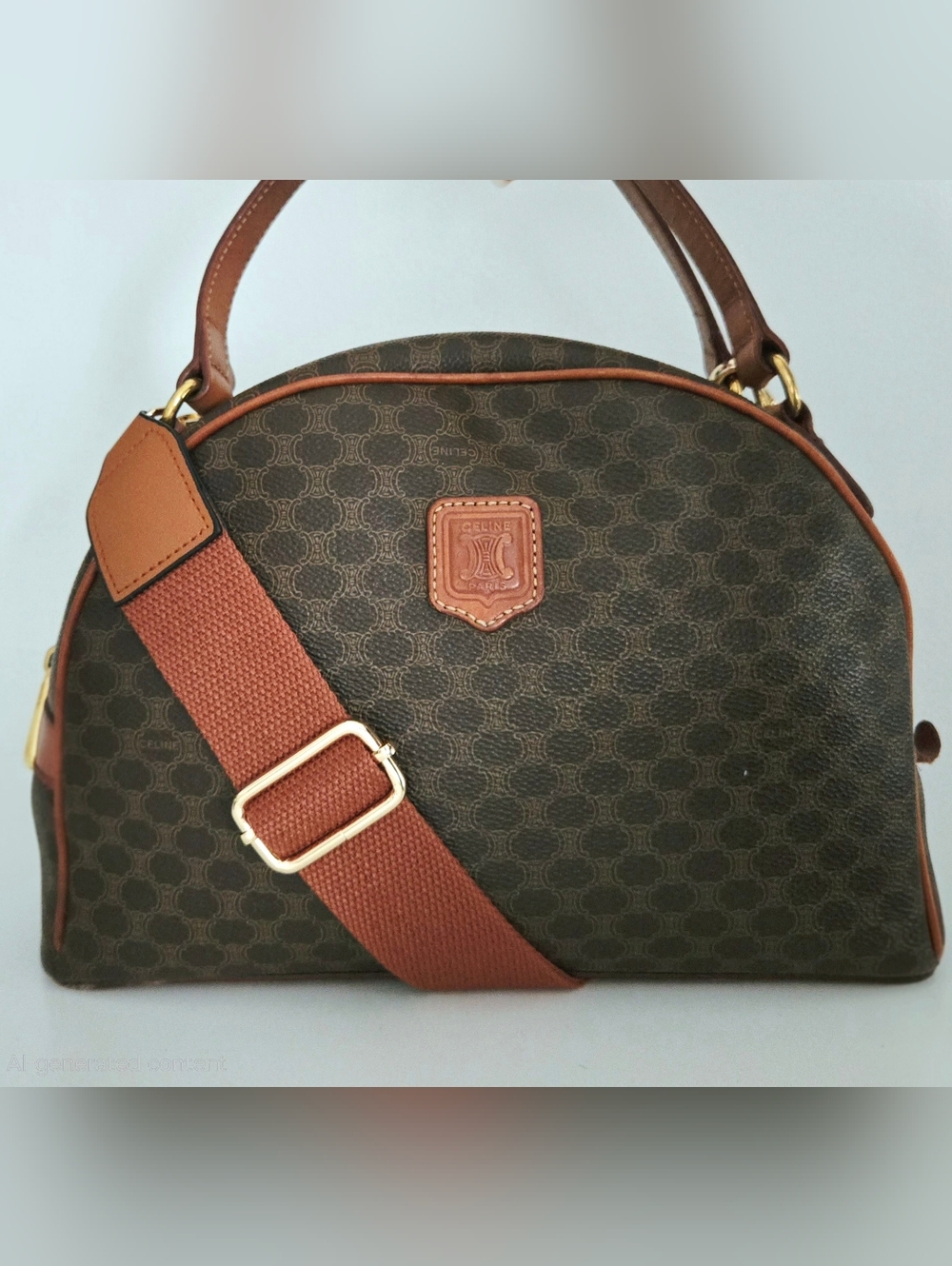 Authentic CELINE Macadam Vintage Structured Dome Shoulder Handbag Crossbody